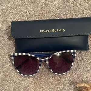 Draper James Blue Checkered Sunglasses with Case